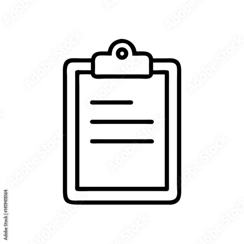 Outline clipboard icon with blank paper background  