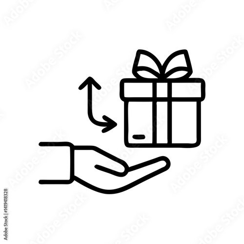 Hand delivering a gift box with a bow  