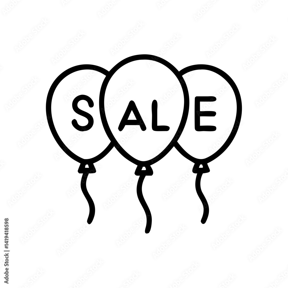 Sale Balloons with Text in Minimalist Style Sale Balloons with Text in Minimalist Style