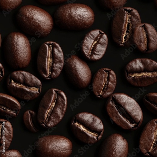Deep brown roasted coffee beans create a seamless textured background perfect for any coffee lover’s design aesthetic