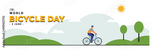 World bicycle day celebration Flat banner template