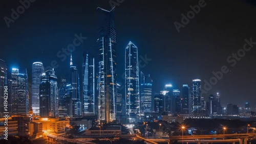 Wallpaper Mural lighting road and beautiful buildings at night view areal view Torontodigital.ca