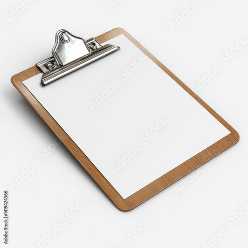 A clipboard with a blank paper, perfect for taking notes or writing a list