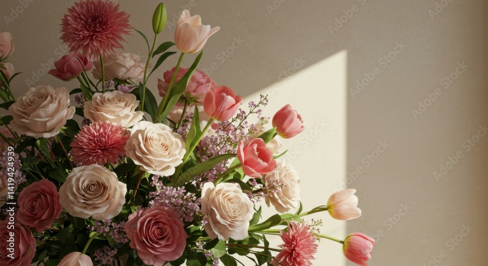 Obraz premium Flower Arrangement with Roses and Tulips