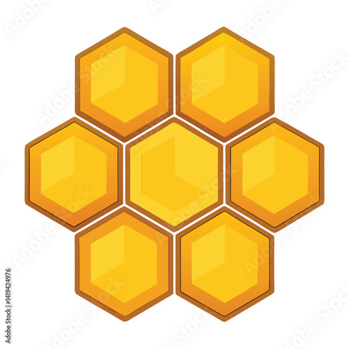 Honeycomb Cells Structure Isolated on White Background, Honey Bee Nest Pattern