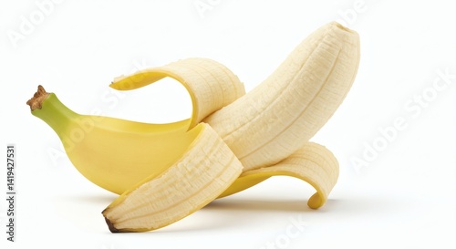 Peeled banana isolated on white background