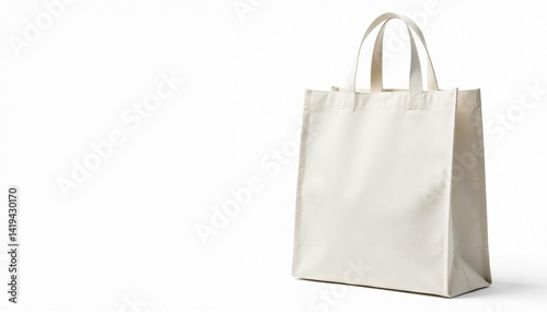 Obraz na płótnie White cotton shopping bag, folded handles, isolated , sustainable, container w salonie
