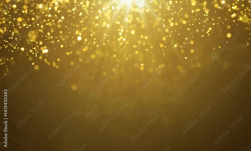 Glowing golden bokeh particle transition over a transparent background