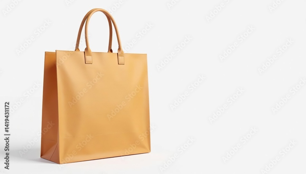 Stylish canvas shopping bag, isolated on white, isolated on white, canvas, white backdrop