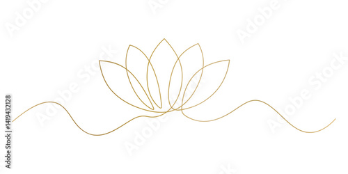 Lotus flower continuous one line art style vector EPS 10