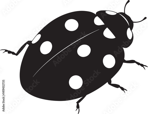 Black and White Ladybug Silhouette – Minimalist Graphic Art with Polka Dot Pattern