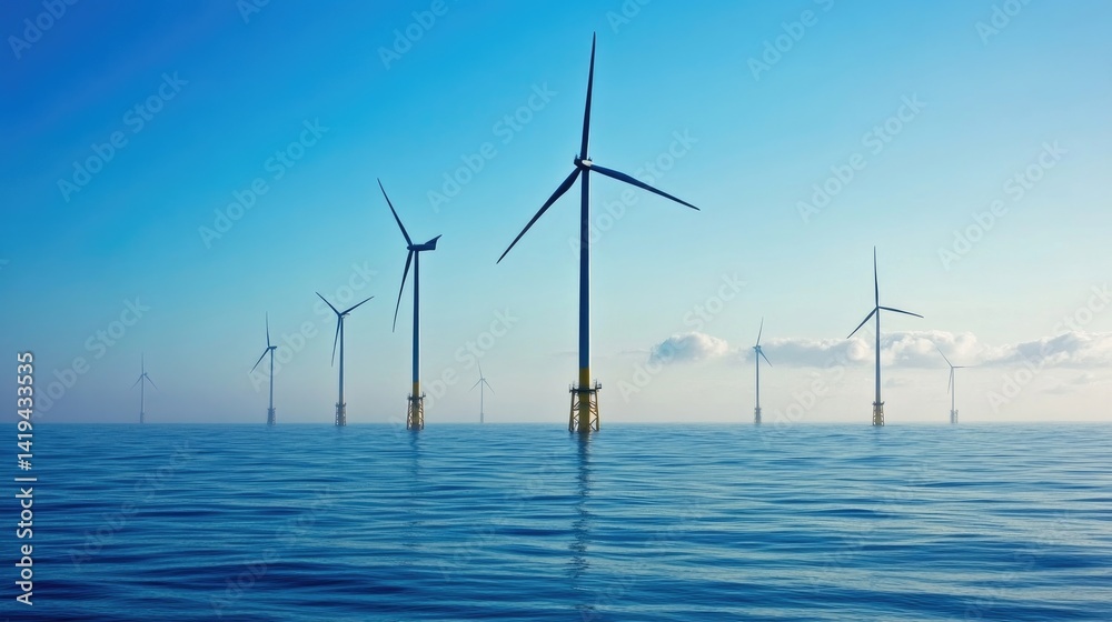 View of offshore wind power systems at sea View of offshore wind power systems at sea