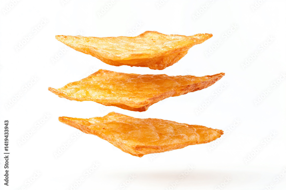 a stack of fried food on a white surface a stack of fried food on a white surface
