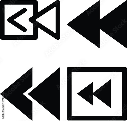 Rewind icon Vector Silhoette Bundle Set Collection