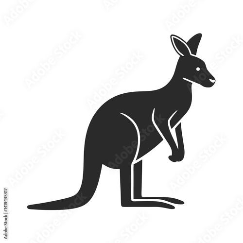 kangaroo icon vector silhouette illustration on white background