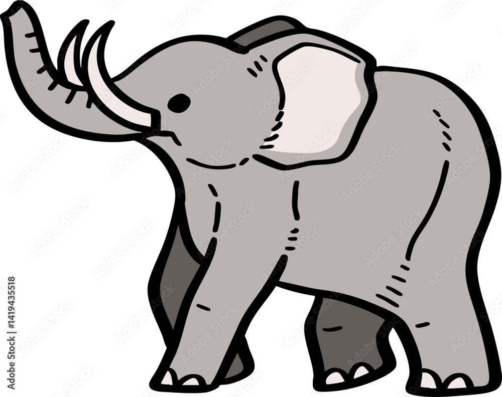Obraz premium hand drawn cute cartoon character of an elephant.