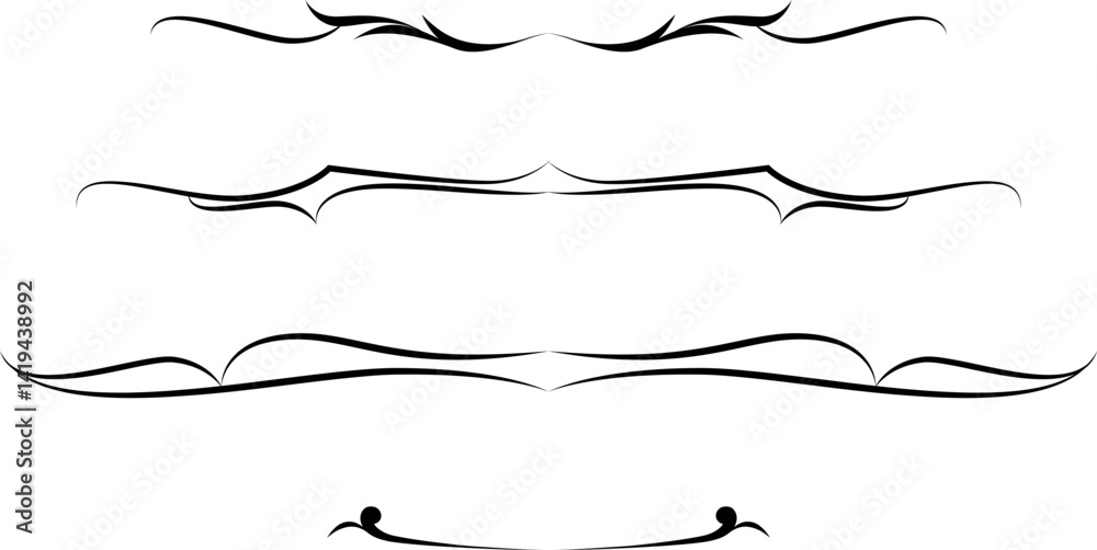 black and white set of delimiters for text, dividers