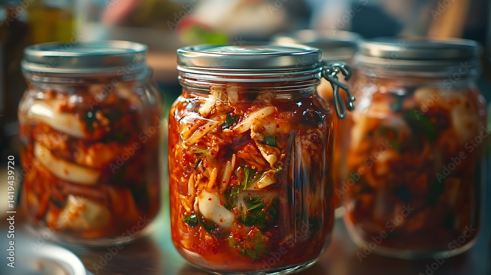 Fermented Vegetables in Glass Jars Home Canning Fermented Vegetables in Glass Jars Home Canning