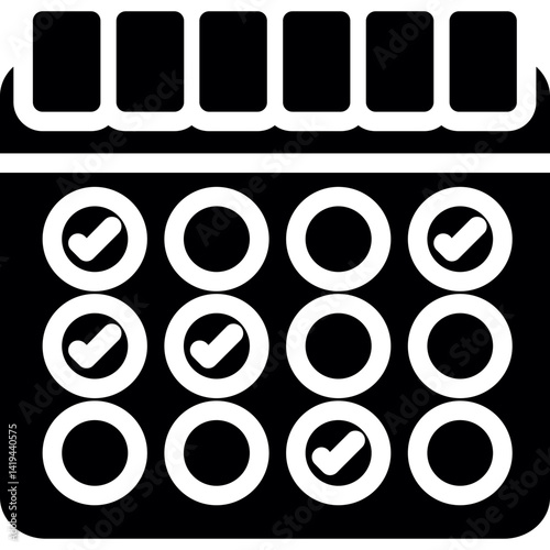 Calendar with Overbooked Glyph Icon