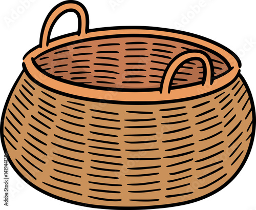 Illustration of rattan basket
