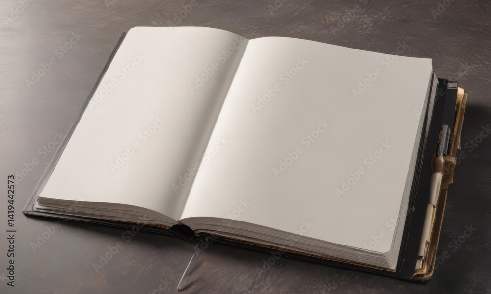 Fototapeta premium Close-up view of an open vertical photo album with pristine blank pages , background, photography