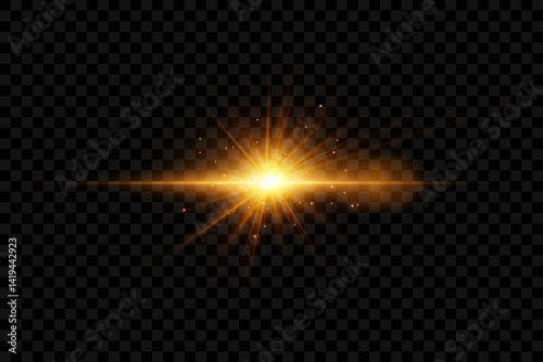 Light effect of flash of star sparks. On transparent background.