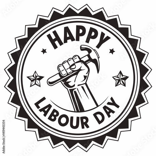 Labour Day Raised Fists Breaking Chains in Solidarity Badge Art.