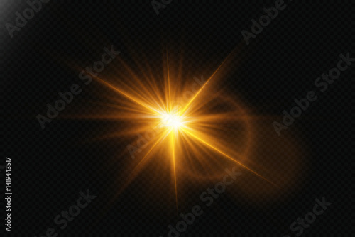 Light effect of flash of star sparks. On transparent background.