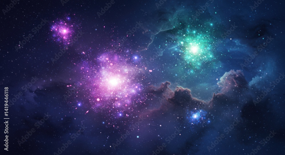 Fototapeta premium Colorful Galaxy with Stars and Nebulas