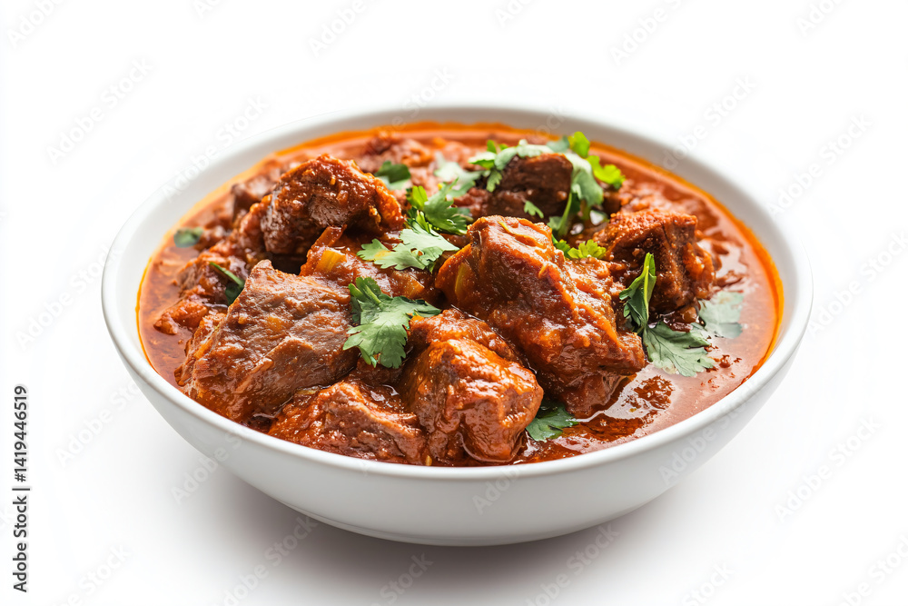 a bowl of stew with meat and garnish a bowl of stew with meat and garnish