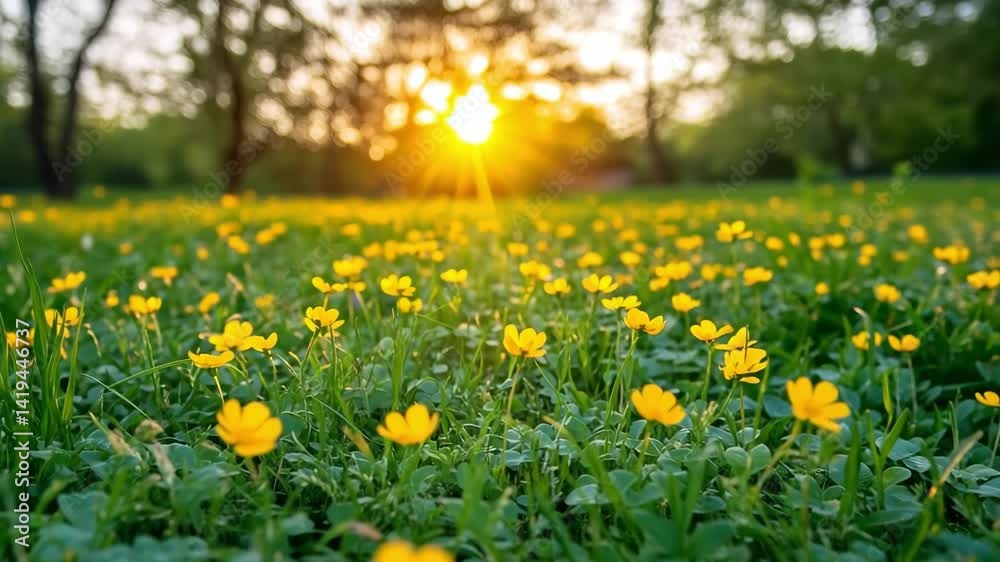 sunlight in the yellow flower field