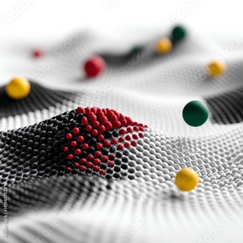 Abstract Molecular Structure: Transitioning from Black to White with Colorful Spheres on the Surface