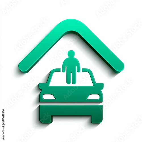 Obraz na płótnie Car Insurance Icon: Coverage for Drivers with Green Symbolism and Road Safety Assurance w salonie