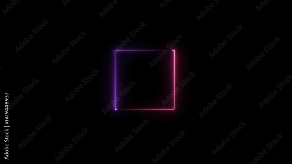 Neon glowing shapes animation. circle and rectangles on black background.
Neon glowing shapes animation. circle and rectangles on black background.