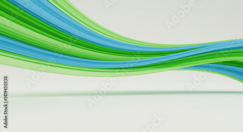 Wallpaper Mural Abstract background featuring flowing green and blue ribbons on a white surface in a simple design Torontodigital.ca