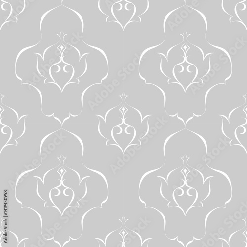 seamless botanical pattern of painted oriental motifs 