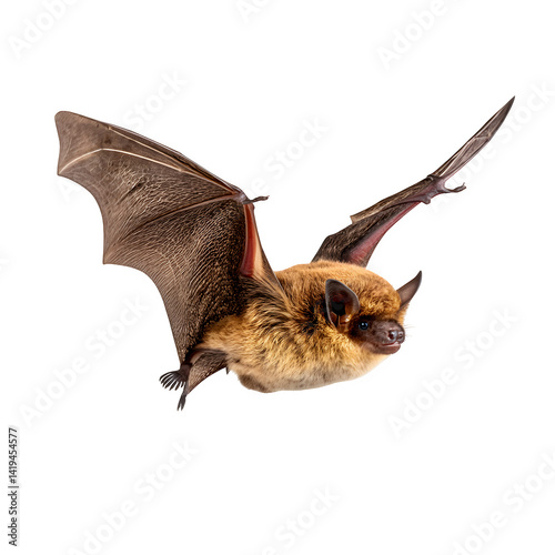 Common Pipistrelle in fly, Pipistrellus pipistrellus, isolated on white background --v 7.0