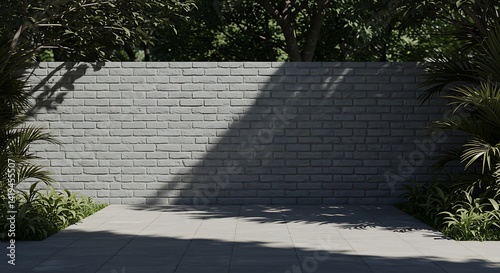 Wallpaper Mural Tree shadow Black white light grey brick fence wall and sidewalk Background Torontodigital.ca