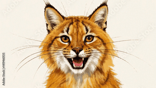 Desert Whispers: bobcat in wash bobcat smile happy isolated watercolor vector illustration svg 
