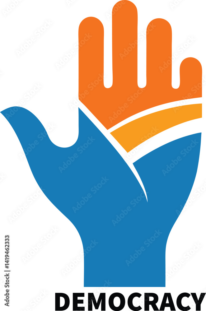 Obraz premium democracy hand logo icon vector art