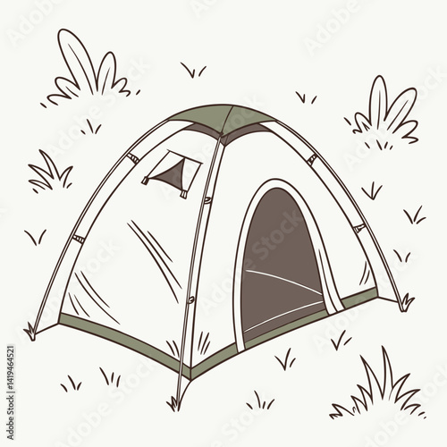 Tent Camping Adventure Illustration With Nature Elements For Outdoor Recreation