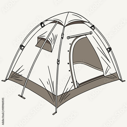 Illustration Of A Tent For Camping And Outdoor Adventures On White Background