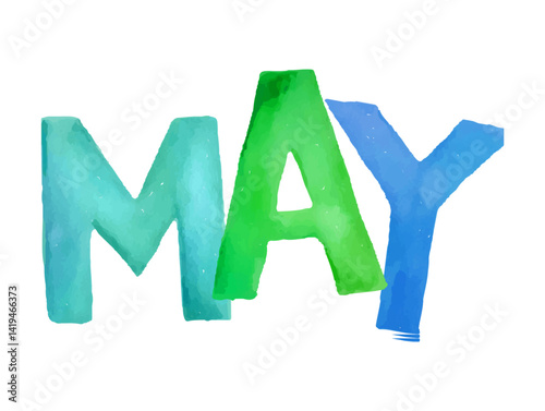The word May painted in blue and green