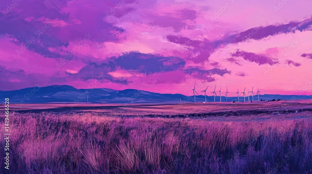 Obraz premium Wind farm in twilight