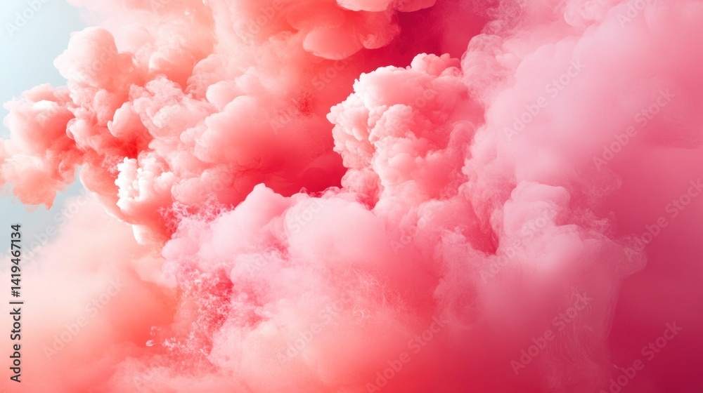 Fototapeta premium Pink smoke clouds fill the frame.