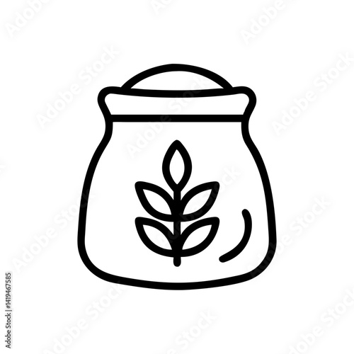 Grain Bag with Leaf Design Icon Design