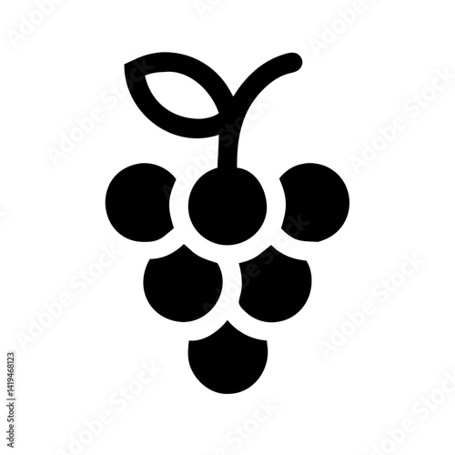 Grapes Bunch with Leaf Icon Design