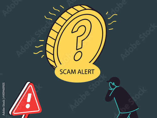 Fantasy Illustration of a Glowing Coin with a Question Mark