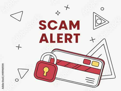 Credit Card Security Alert with Red Lock Vector