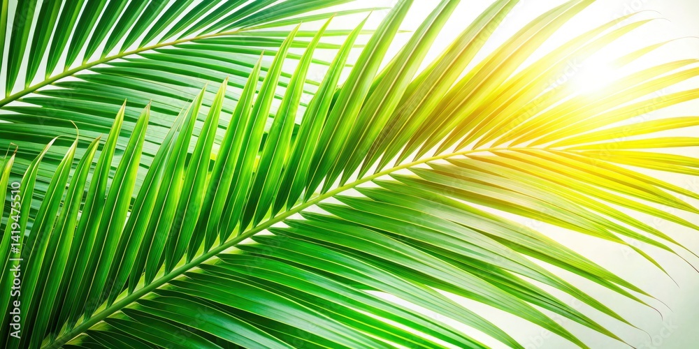 Obraz premium Sunlit Palm Leaf Textures: Serene Close-Up Food Photography